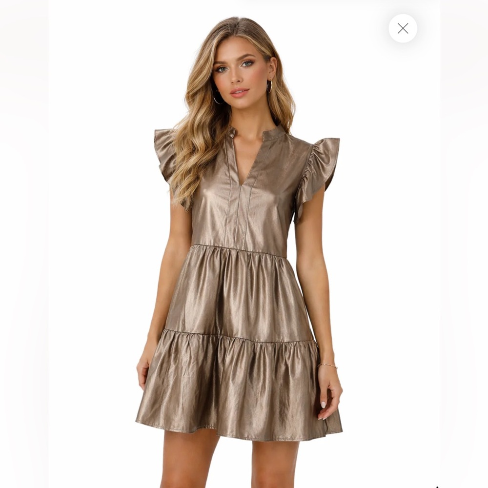Entro Metallic Gold Mini Dress